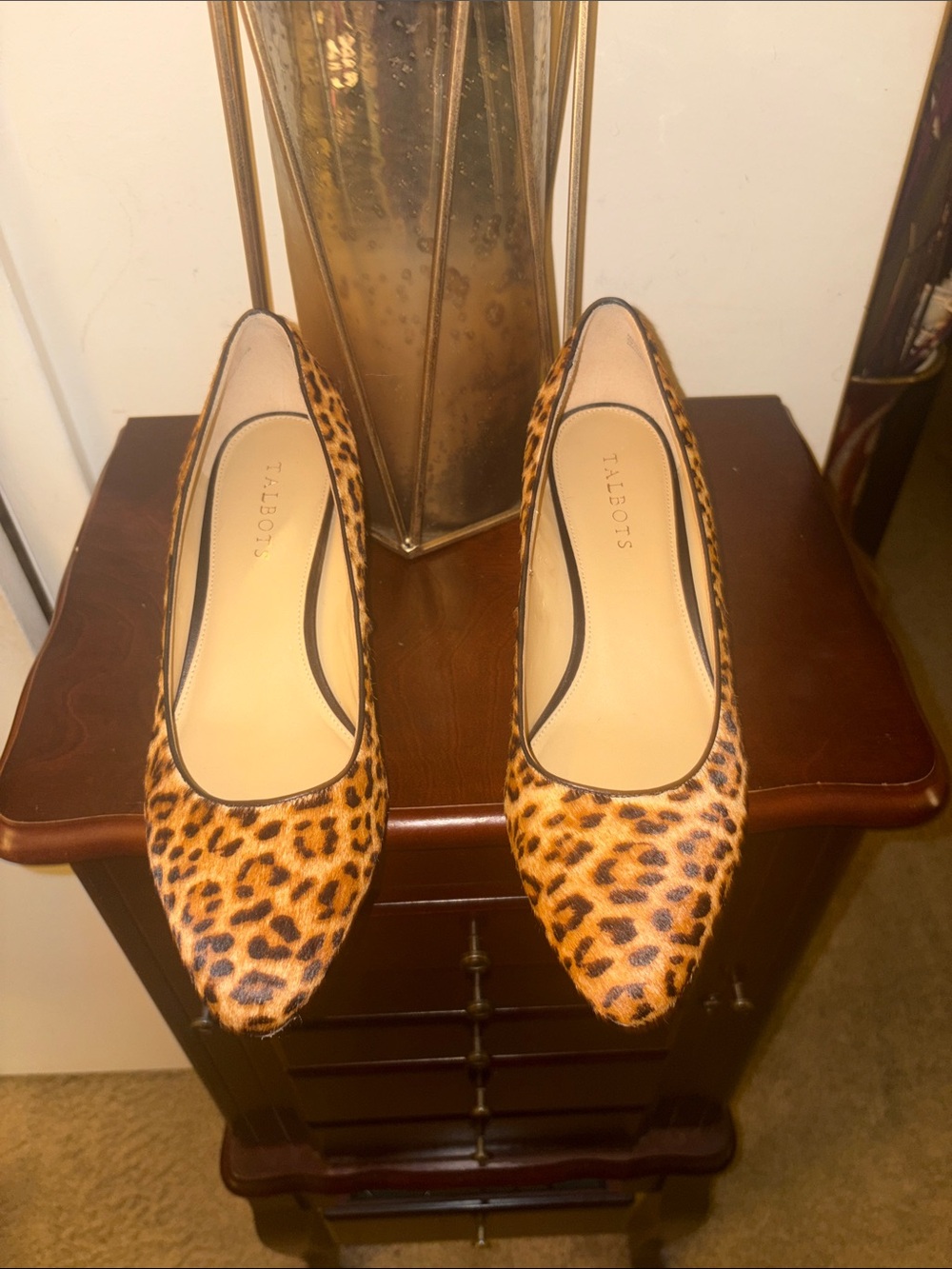 Talbots Leopard-Print Pointed-Toe Flats in Brown and Black